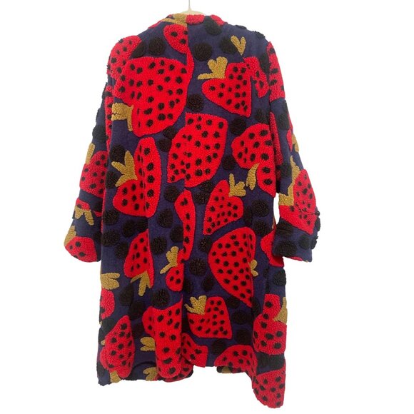 Farm Rio $245 Heart Berry Maxi Fleece Cardigan NWT Size Large - Picture 6 of 8